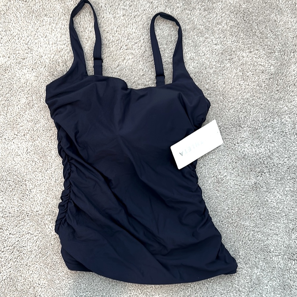 NWT Athleta Square Neck Bra Cup Tankini Dress Blue. 34D/DD Tall